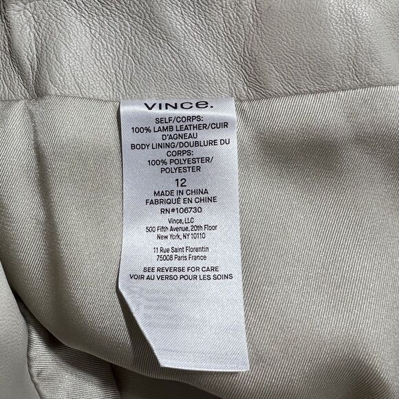 VINCE Womens 100% Lamb Leather Belted Shorts Size 12 In Light Dove New NWT - Picture 15 of 16